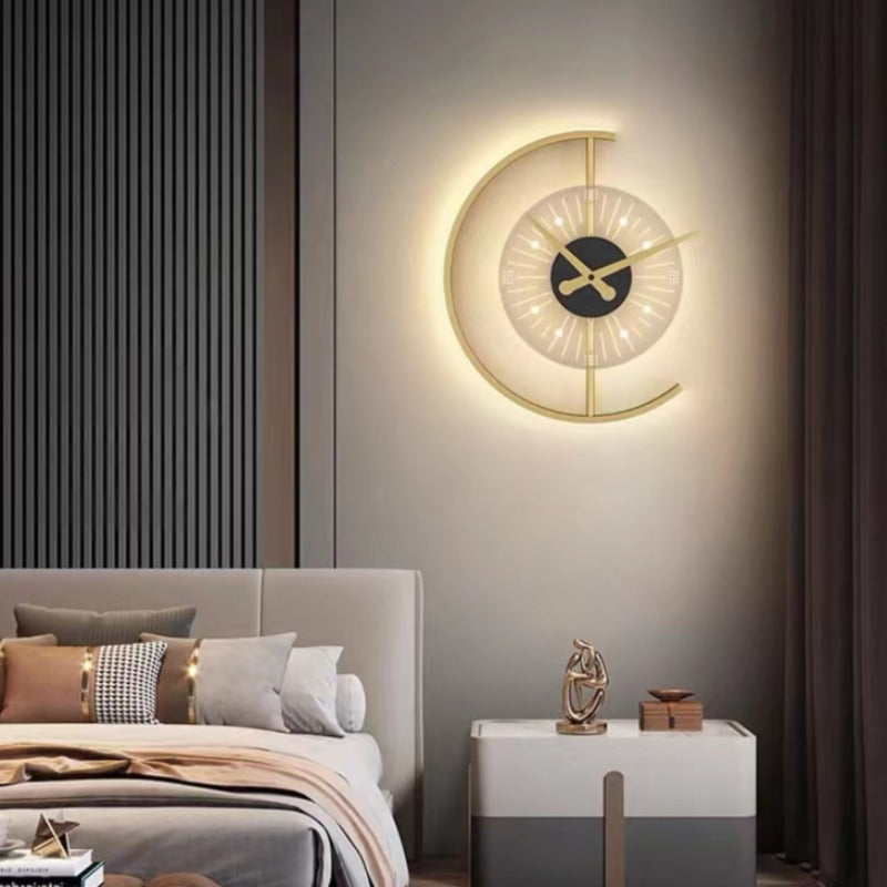 Arisha Decorativo Reloj Metal/Acrílico Aplique de Pared Dorado