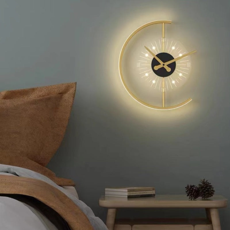 Arisha Decorativo Reloj Metal/Acrílico Aplique de Pared Dorado