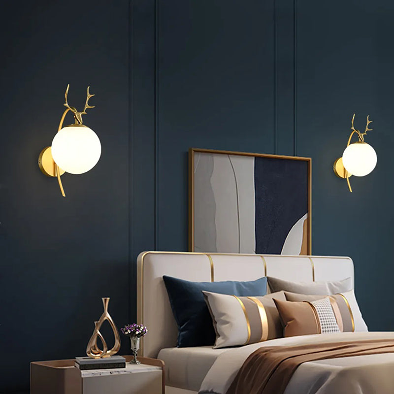 Ray Diseño Antler Metal/Acrílico Aplique de Pared Negro/Dorado