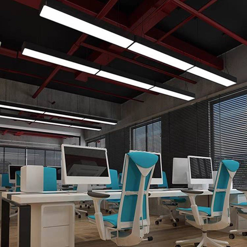Arisha Minimalista Lámpara Colgante Rectangular LED Negra Acrílico Oficina