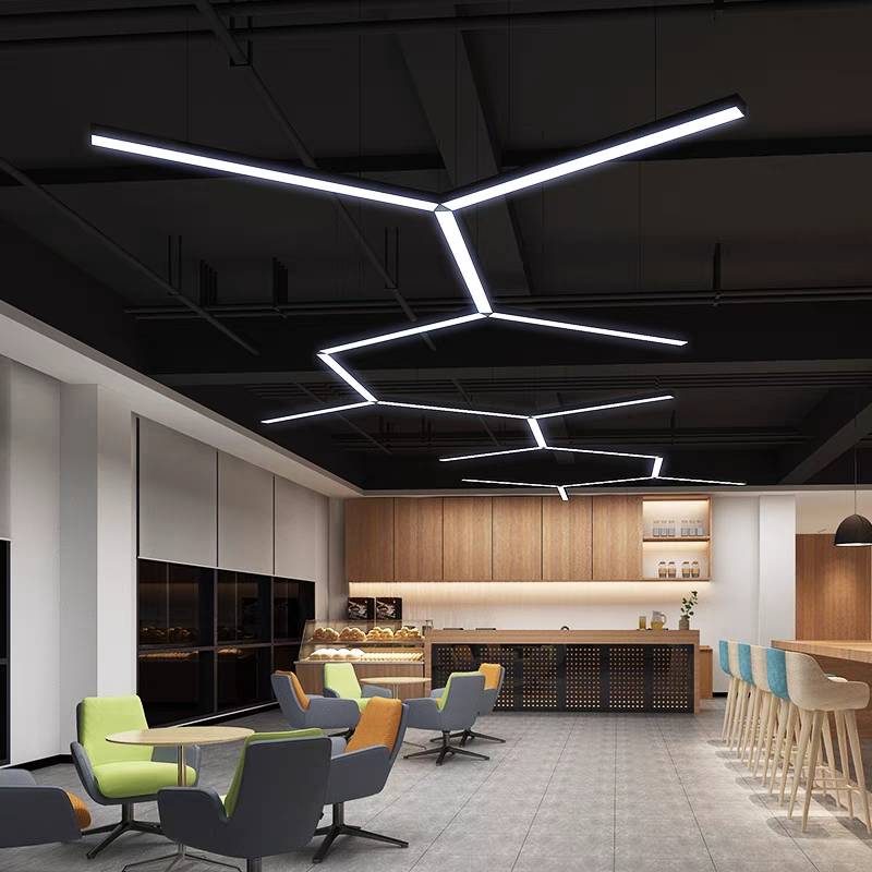 Arisha Minimalista Lámpara Colgante Rectangular LED Negra Acrílico Oficina