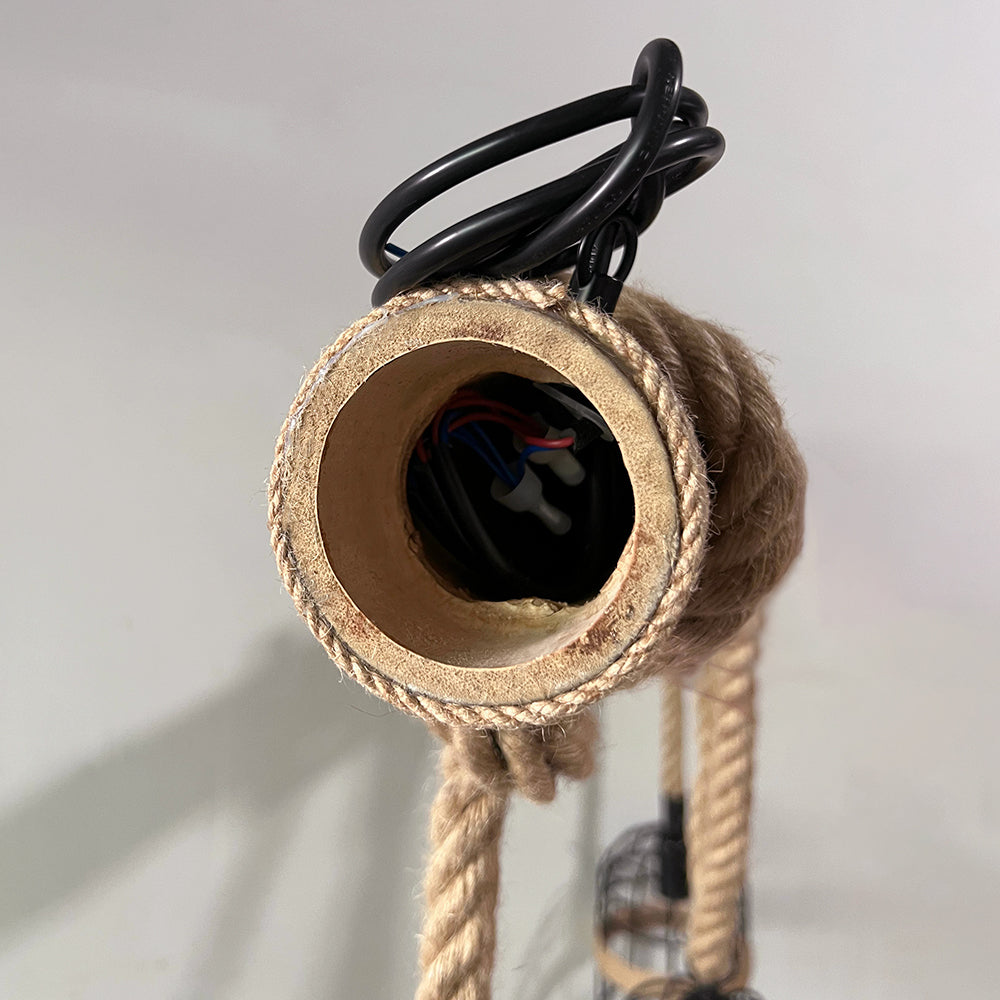 Silva Vintage Ratán Metal/Madera Lámpara Colgante Madera