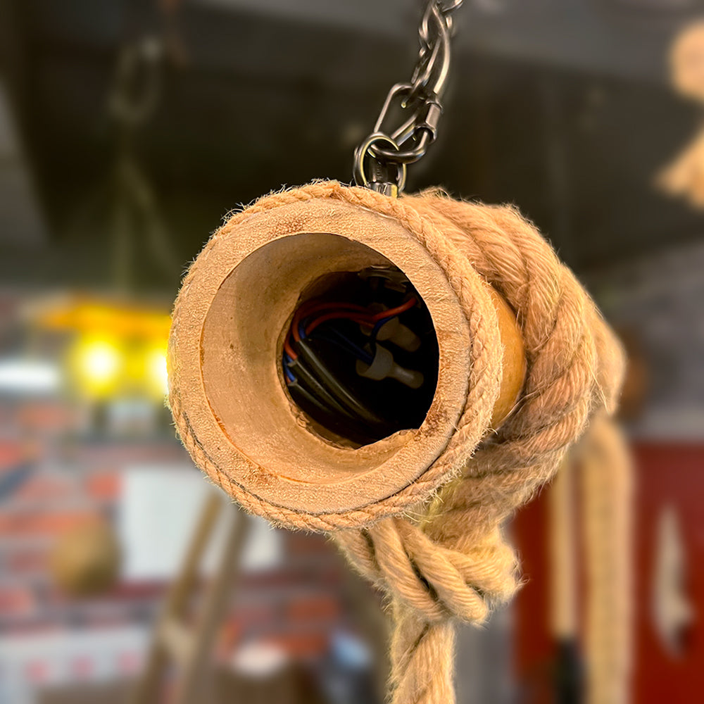 Silva Vintage Ratán Metal/Madera Lámpara Colgante Madera