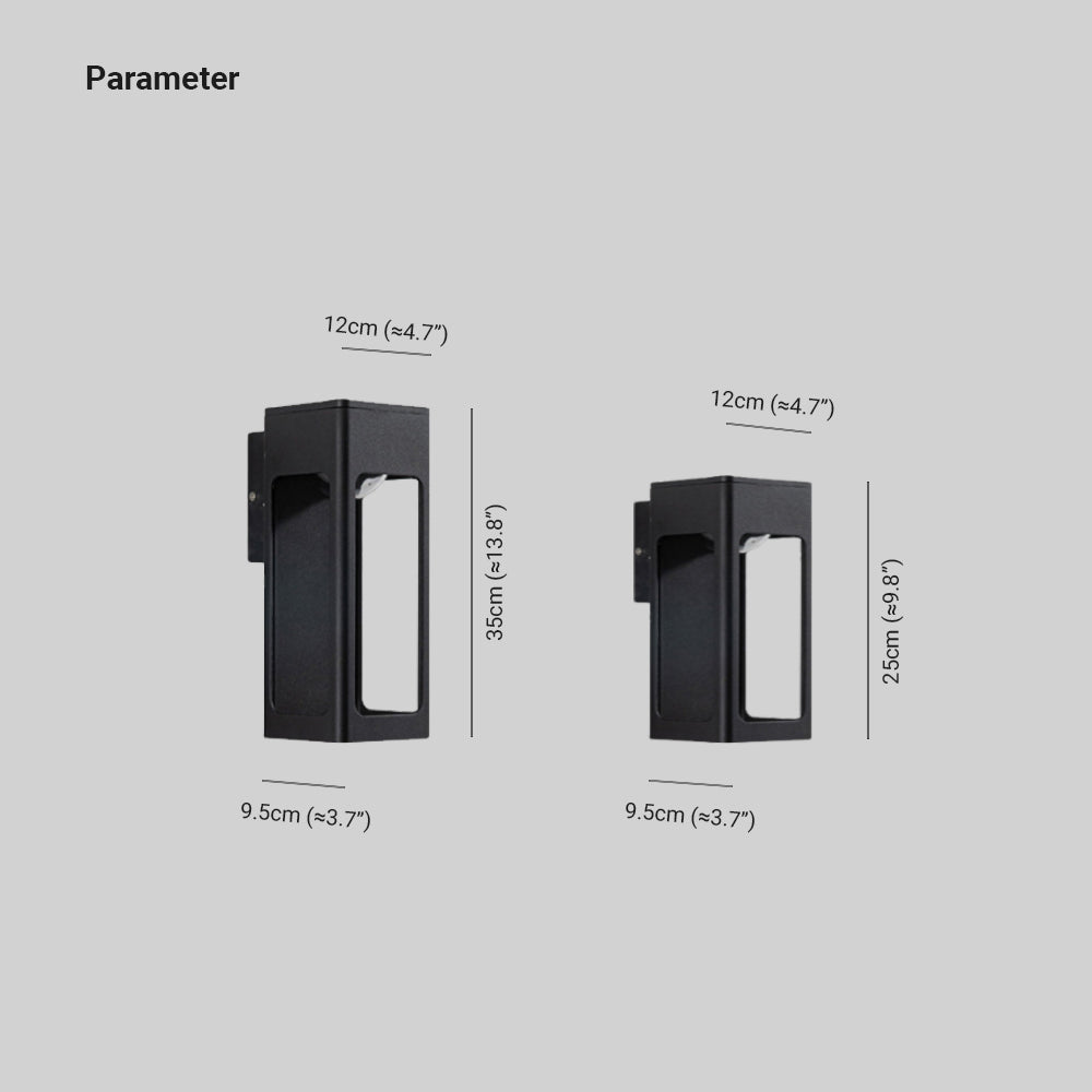 Orr Moderno Rectangular Metal/Acrílico Aplique de Pared Exterior Negro