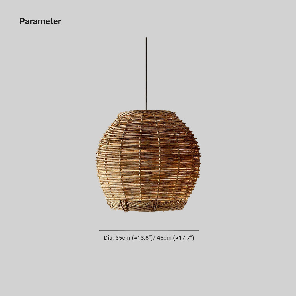 Muto Retro LED Lámpara Colgante Wood Rattan Salón Comedor