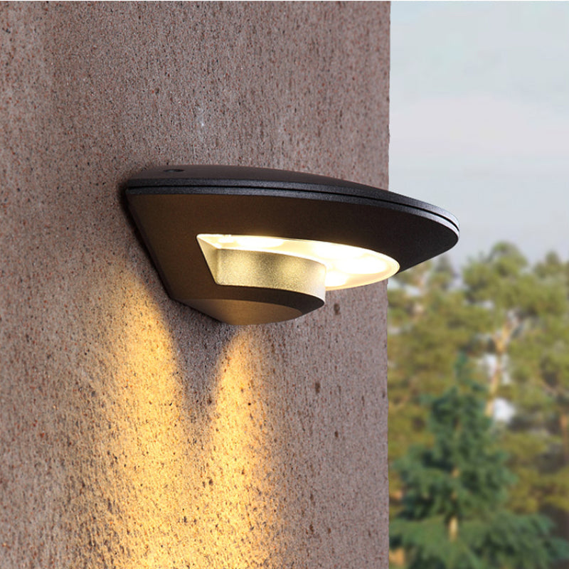 Orr Diseño Plato Metal Aplique de Pared Exterior Negro