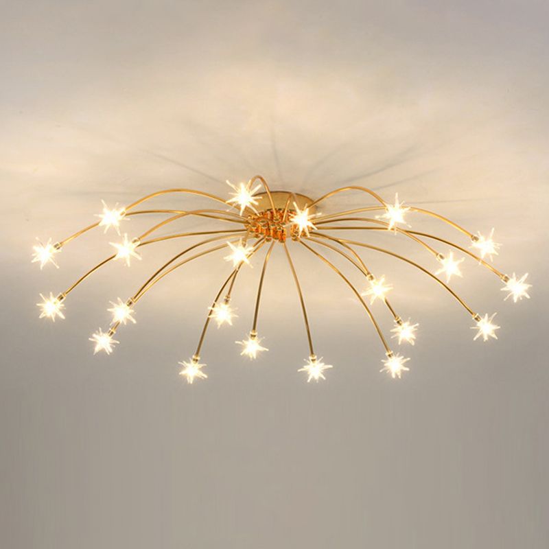 Arisha Lámpara de Techo Art Deco Starry Metal/Cristal Negro/Dorado/Cromo