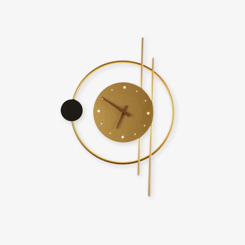 Arisha Diseño Reloj Metal/Vidrio Aplique de Pared Dorado/Negro