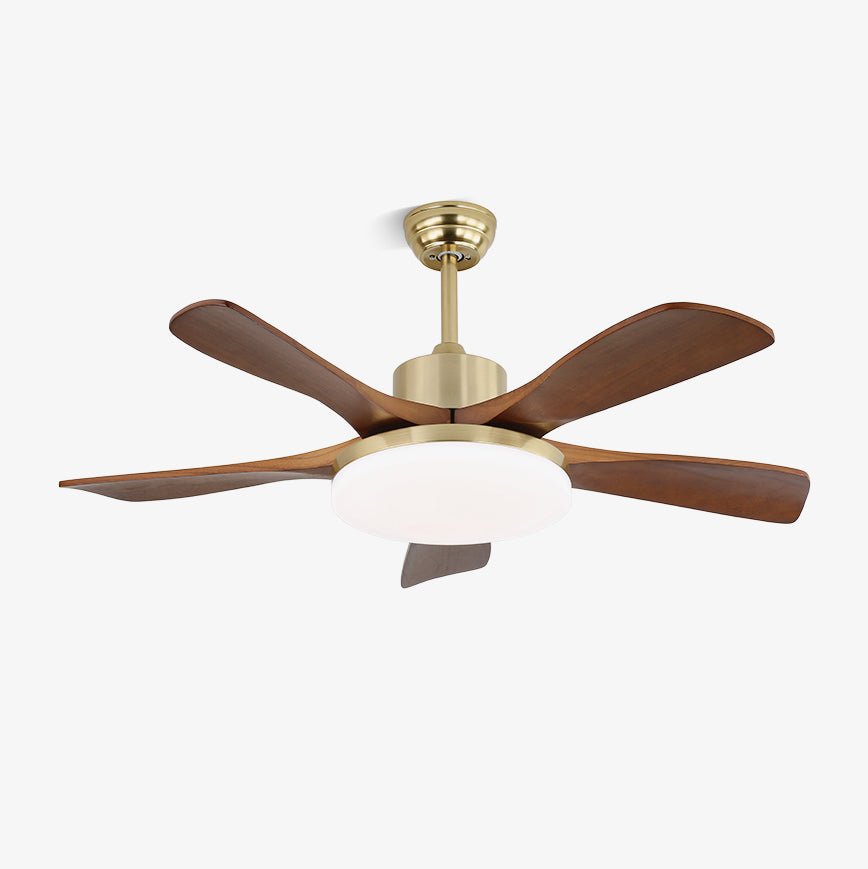 Ventilador de Techo con Lámpara Elara Moderno de Latón y Madera
