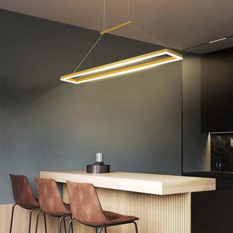Edge Clásica Rectangular Metal Lámpara Colgante Café/Dorada