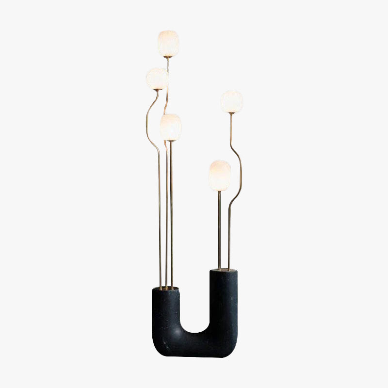 Mira Moderna Diseño Metal/Vidrio Lámpara de Pie Negro/Blanco