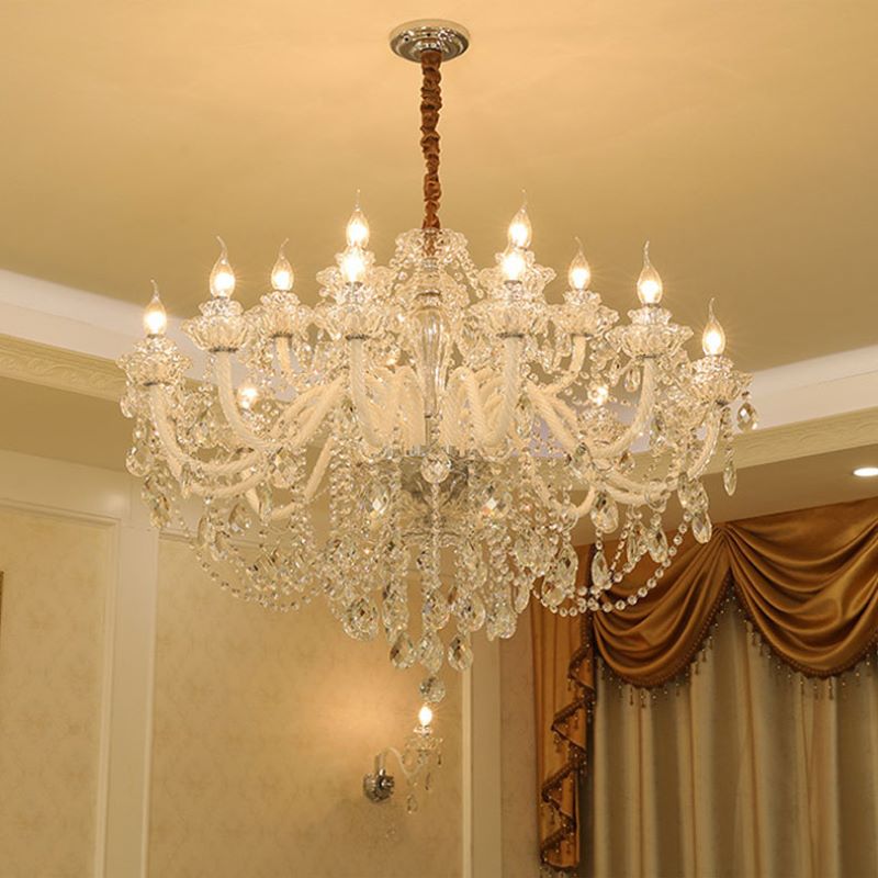 Silva Francés Cristal Metal Lámparas de Araña Salón Comedor
