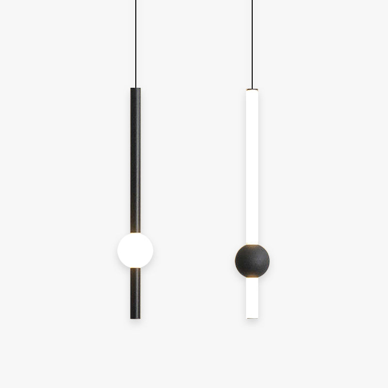 Carr Minimalista Lineal Metal/Vidrio Lámpara Colgante Negra/Blanca