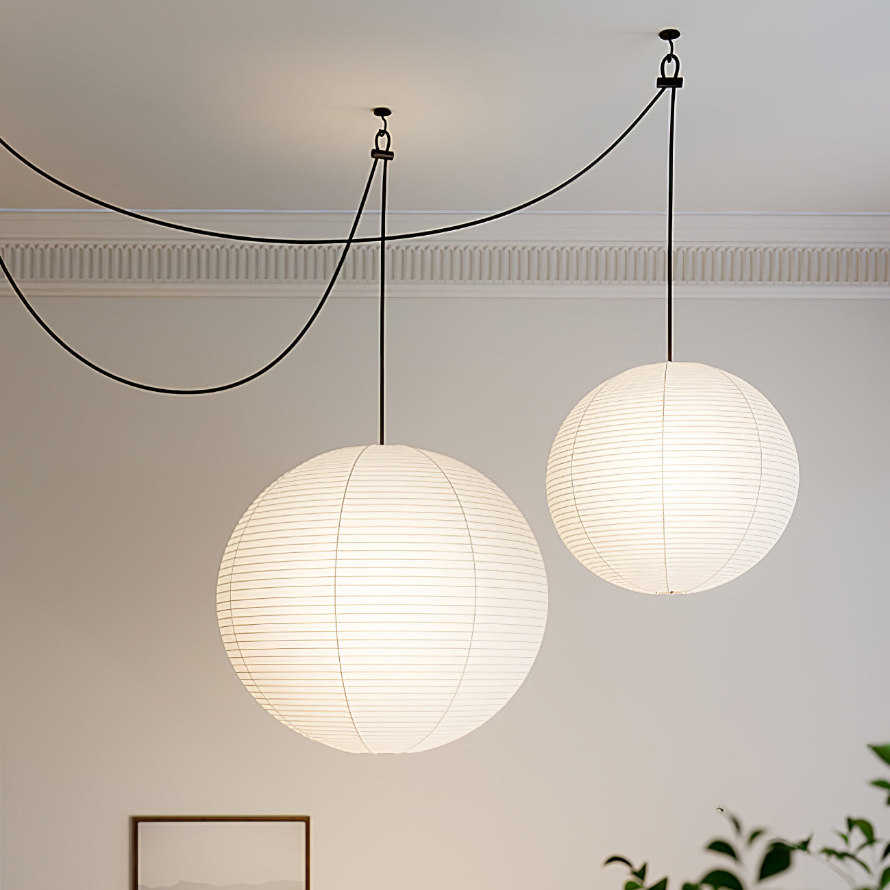Ritta Wabi-sabi Globo Metal Papel LED Lámpara Colgante Salón Dormitorio