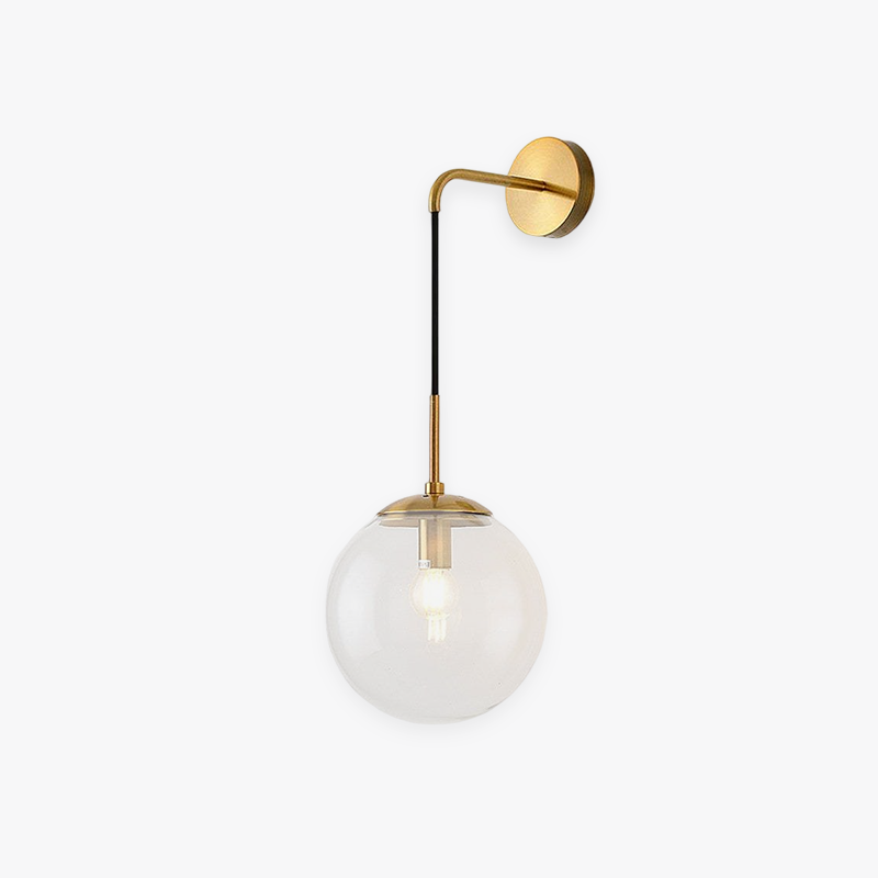 Valentina Minimalita Bola Vidrio Aplique de Pared Dorado/Negro