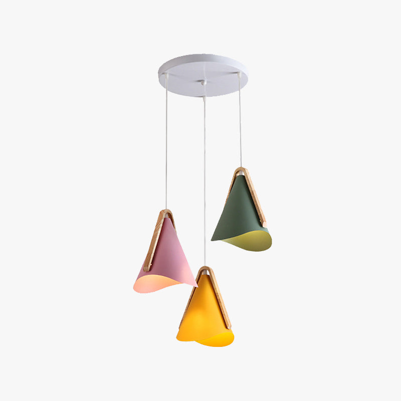 Valentina Moderna Cónico Metal/Madera Lámpara Colgante Rosa/Amarilla/Verde