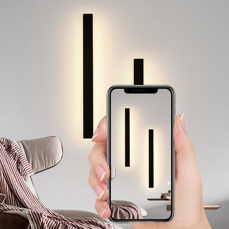 Edge Minimalista Lineal Metal Acrílico Aplique de Pared Exterior Negro