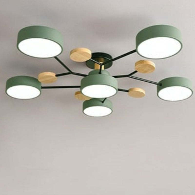 Muto Moderna Minimalista Redonda Metal/Acrílico Lámpara de Techo Blanco/Verde/Gris