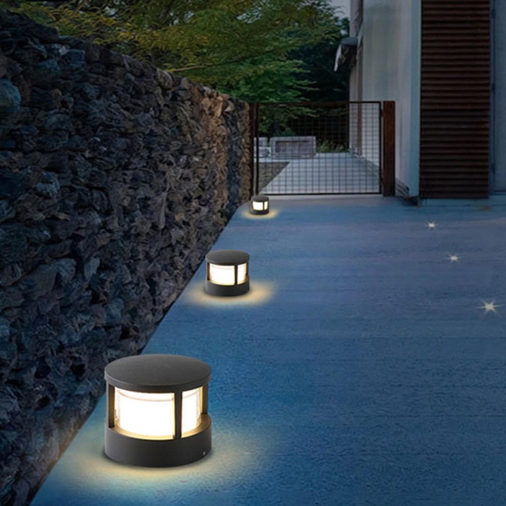 Ray Moderna Lámpara Exterior Cilíndrica Metal Acrílico Patio