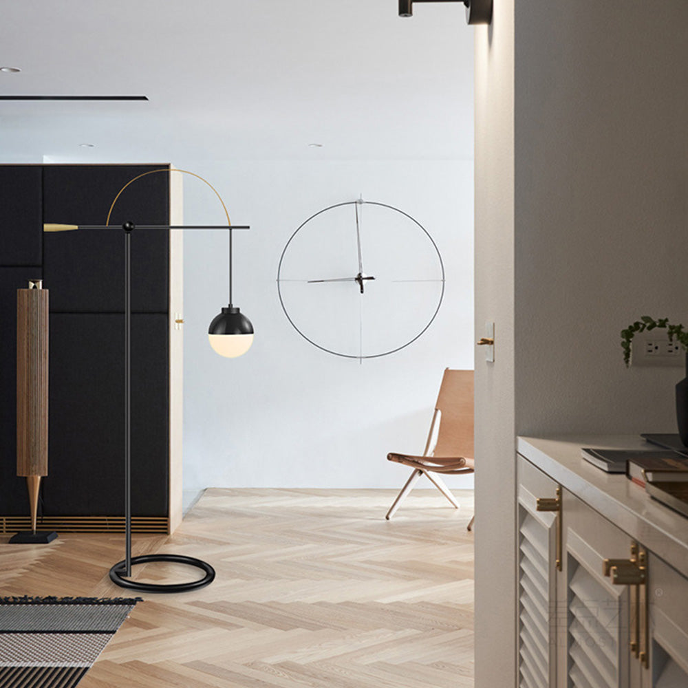 Mira Moderna Simple Metal/Vidrio Lámpara de Pie Negra