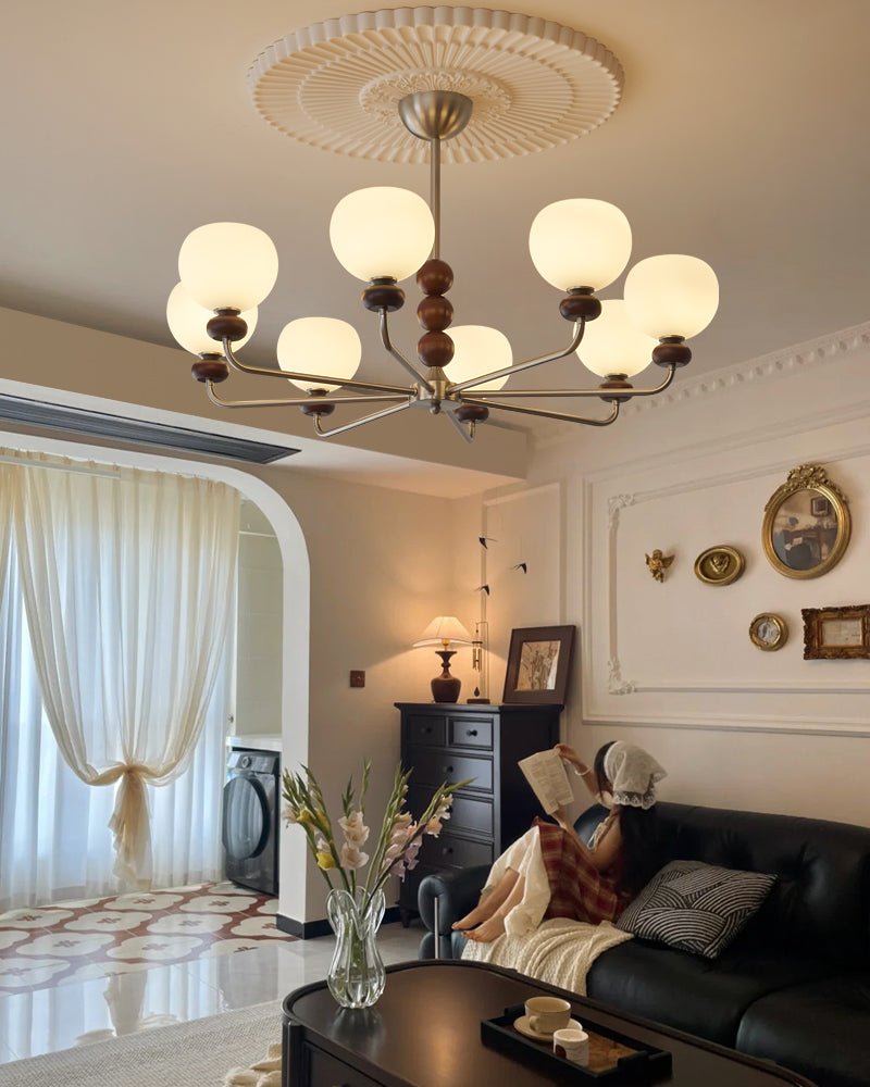 Orb Walnut Chandelier - Letslighting