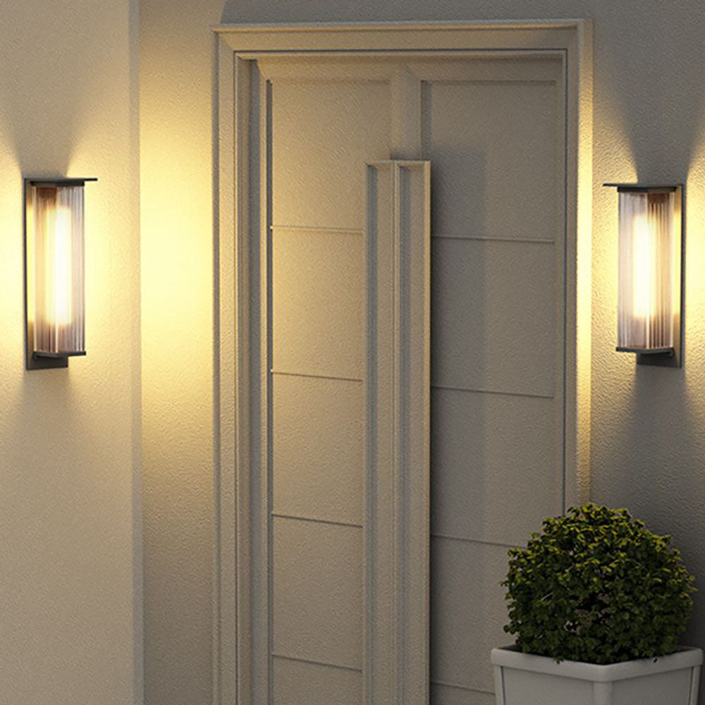 Ray Retro Cuboide Metal/Acrílico LED Aplique de Pared Exterior Negro