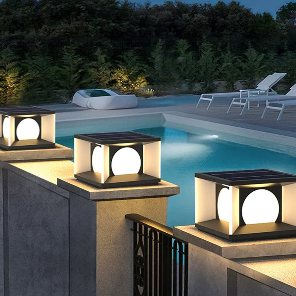 Ray Moderna Cuadrada Solor Metal Lámpara Exterior Patio Balcón