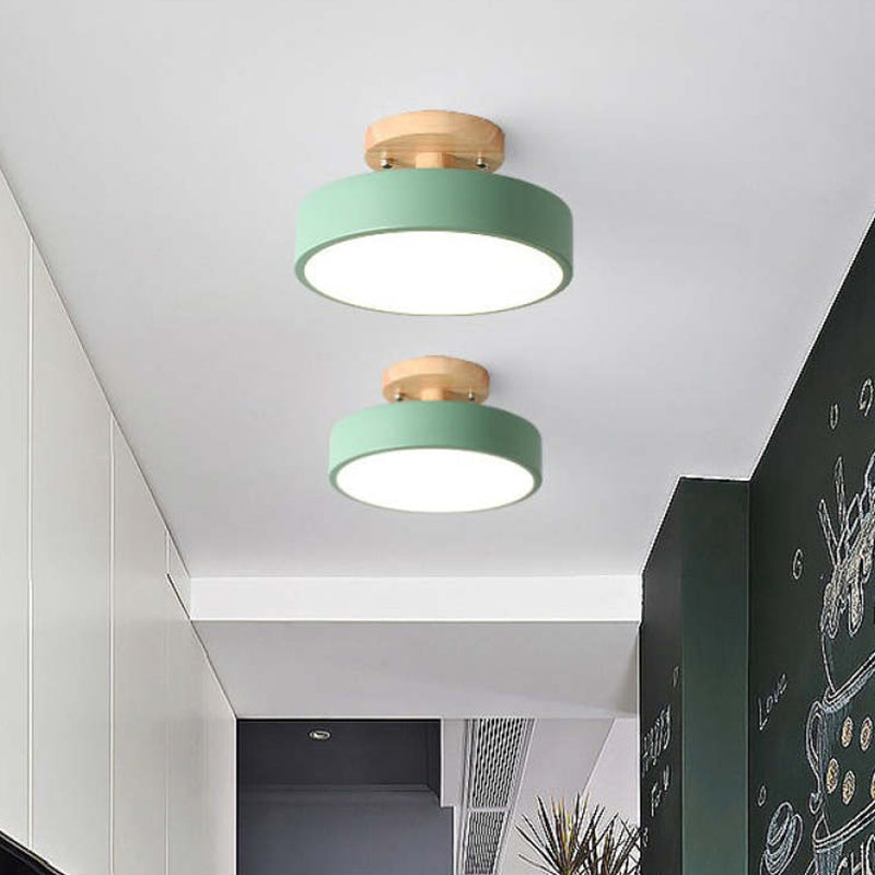 Arisha Moderna Redonda Madera/Acrílica Lámpara de Techo Negra/Rosa/Verde/Madera