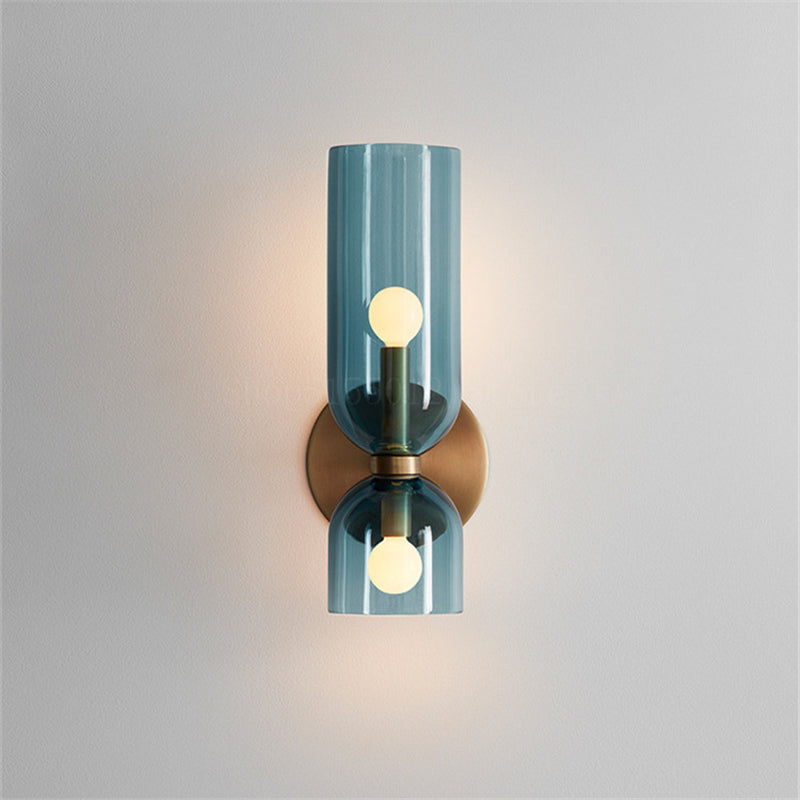Valentina Lámpara de Pared de Vidrio para Dormitorio Azul/Gris/Blanco