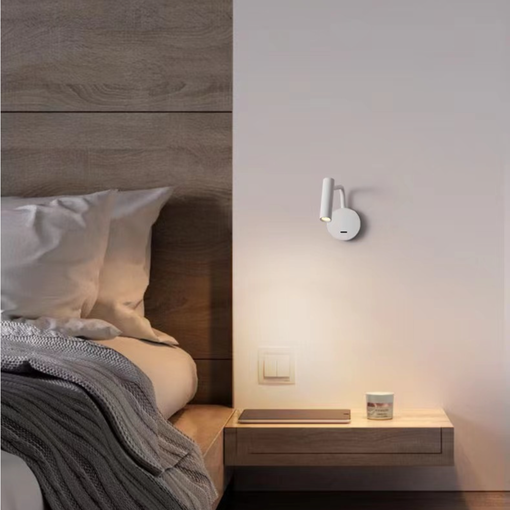 Ray Nórdico Foco Metal/Acrílico Aplique de Pared Negro