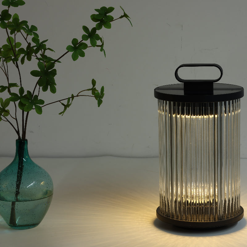 Mira Moderno Geométrico Metal/Vidrio Lámpara de Pie Exterior Negro