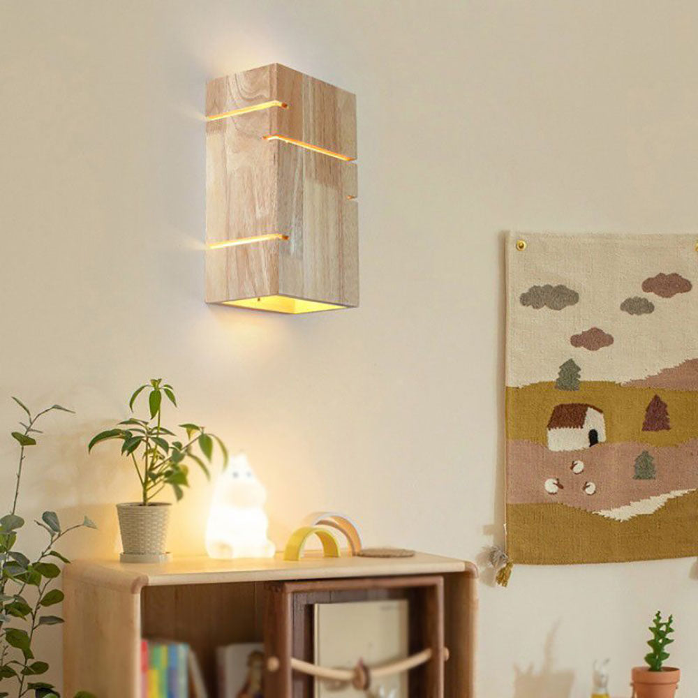 Muto Madera LED Aplique de Pared Rectángulo Amarilo