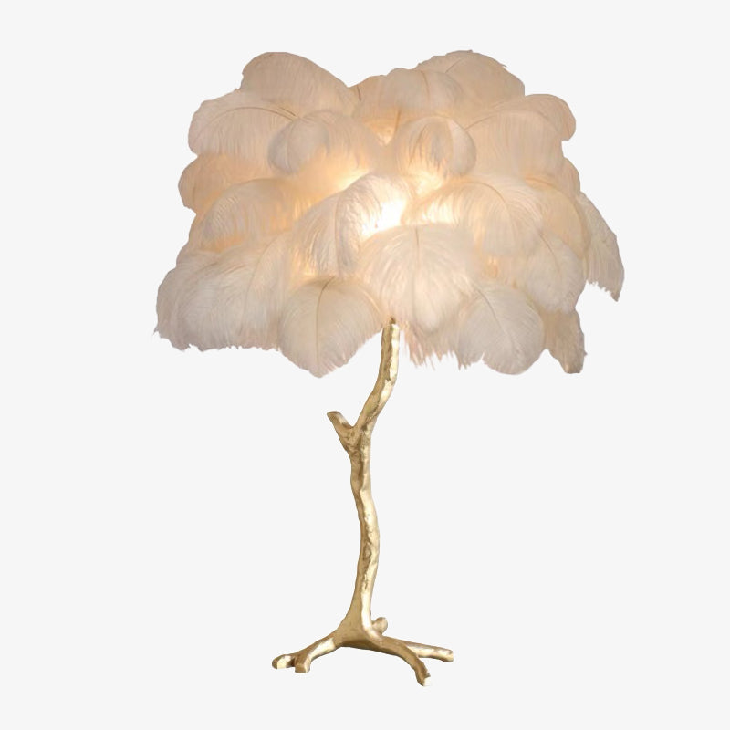 O'Moore Luxury Árbol Pluma/Resina Lámpara de Pie/Mesa Blanca/Verde/Gris/Negra