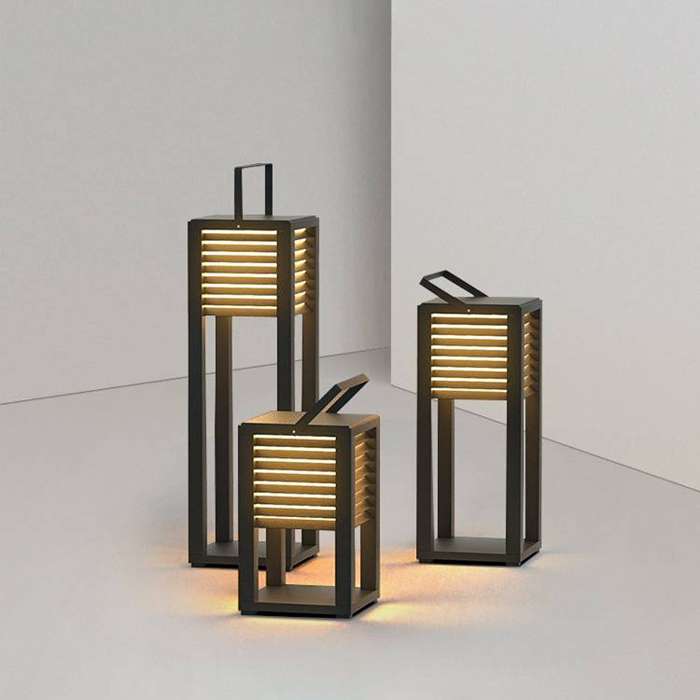 Ray Retro Lámpara de Pie Exterior Cuboide Metal Patio
