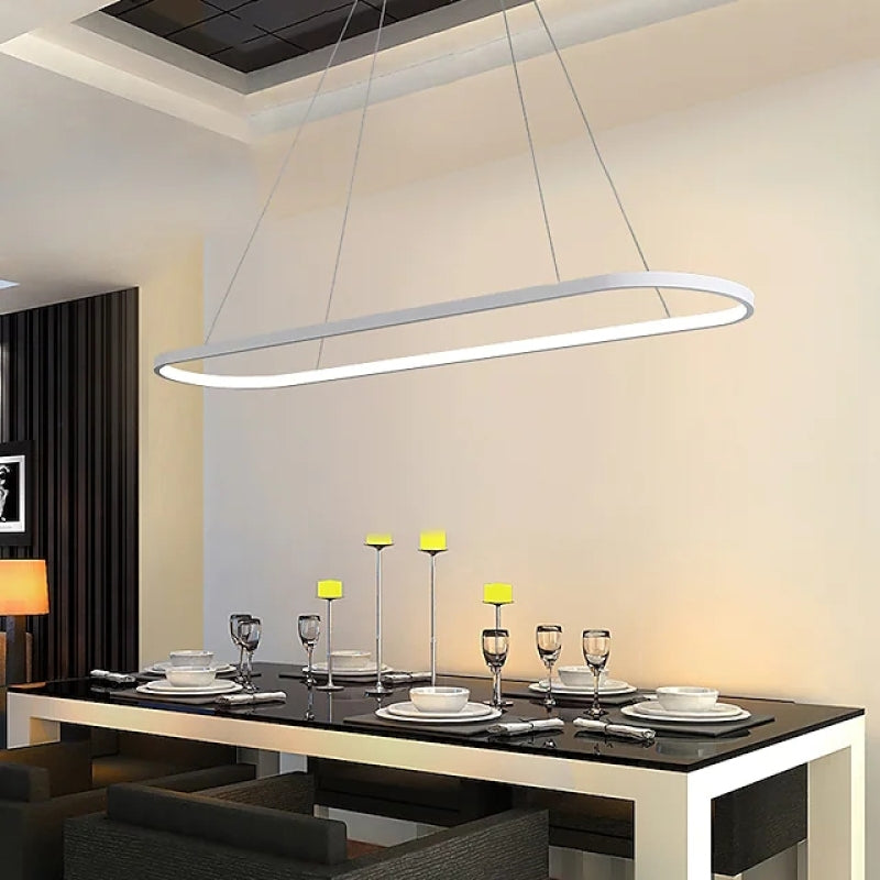 Edge Minimalista Elíptica Metal Lámpara Colgante Blanca/Dorada/Negra