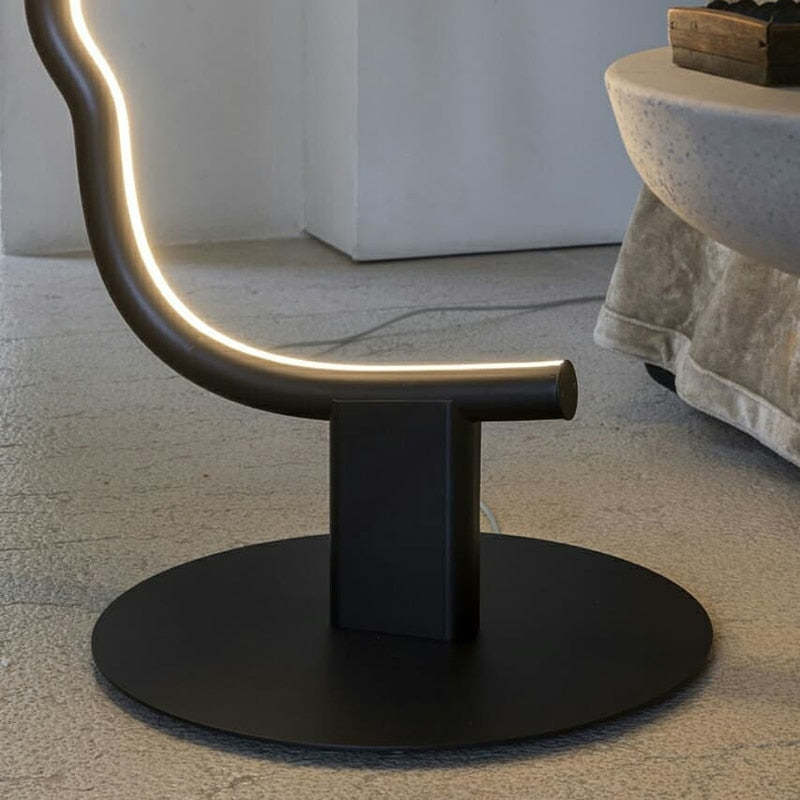 Edge Moderna Diseño Metal/Silicio LED Lámpara de Pie Negra