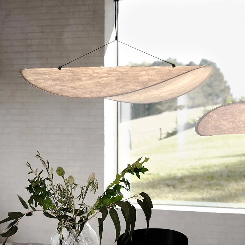 Ritta Simple Irregular Metal/Seda Lámpara Colgante Blanca