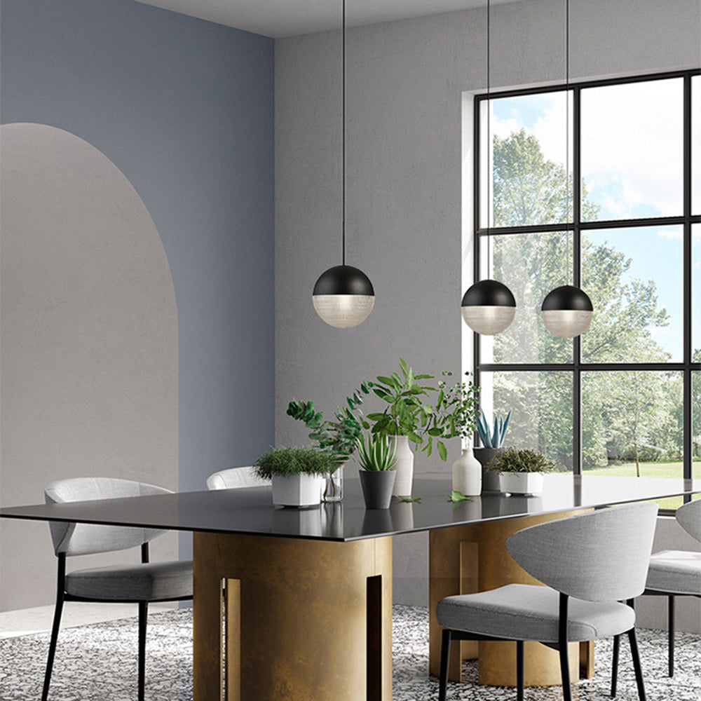 Valentina Moderna Minimalista Esfera Lámpara Colgante Negra/Ora Metal/Vidrio