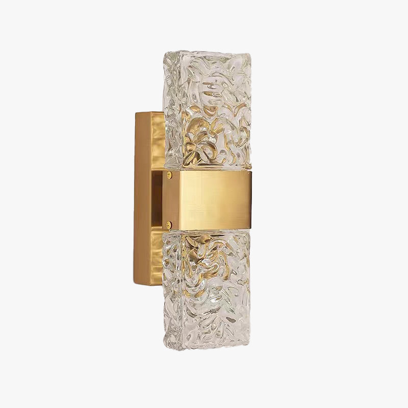 Arisha Lujo Rectangular Metal/Vidrio Aplique de Pared Dorado