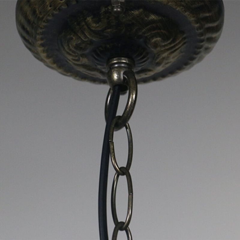Tiffany Vintage Lámpara Colgante Flor Manchado Metal/Vidrio Salón
