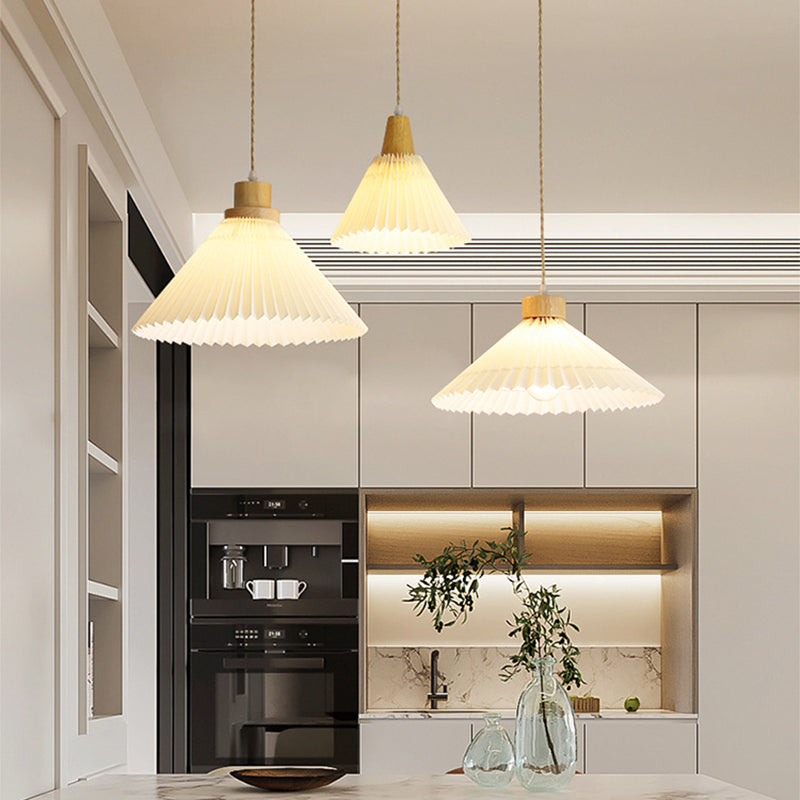 Muto Arte Paraguas Madera/PVC Lámpara Colgante Beige