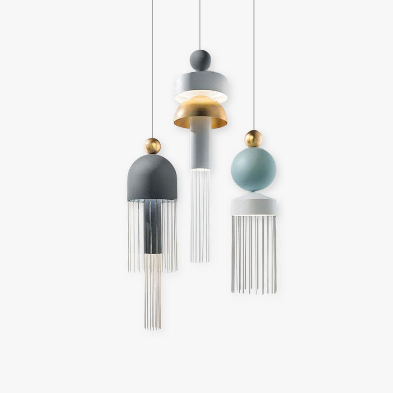 Morandi Moderna Geométrica Metal Lámpara Colgante Azul/Gris