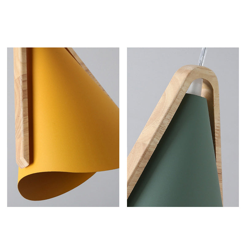Valentina Moderna Cónico Metal/Madera Lámpara Colgante Rosa/Amarilla/Verde