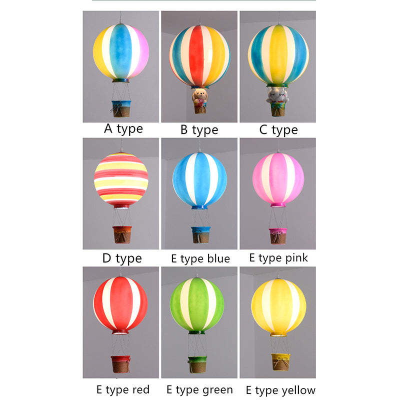 Nordic Moderna Infantil Globo Aerostático Acrílico Lámpara Colgante Azul/Rosa/Verde
