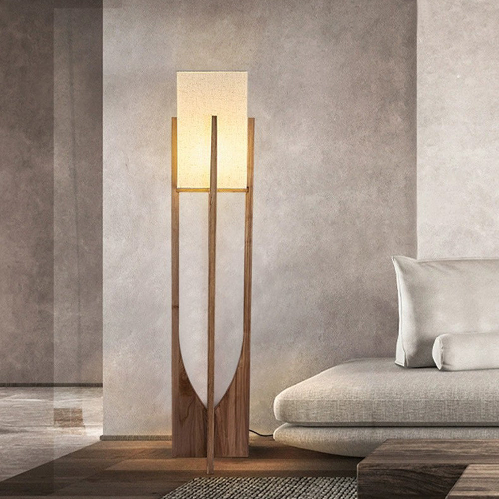 Muto Moderna Minimalista Madera/Tela Lámpara de Pie Nogal/Madera