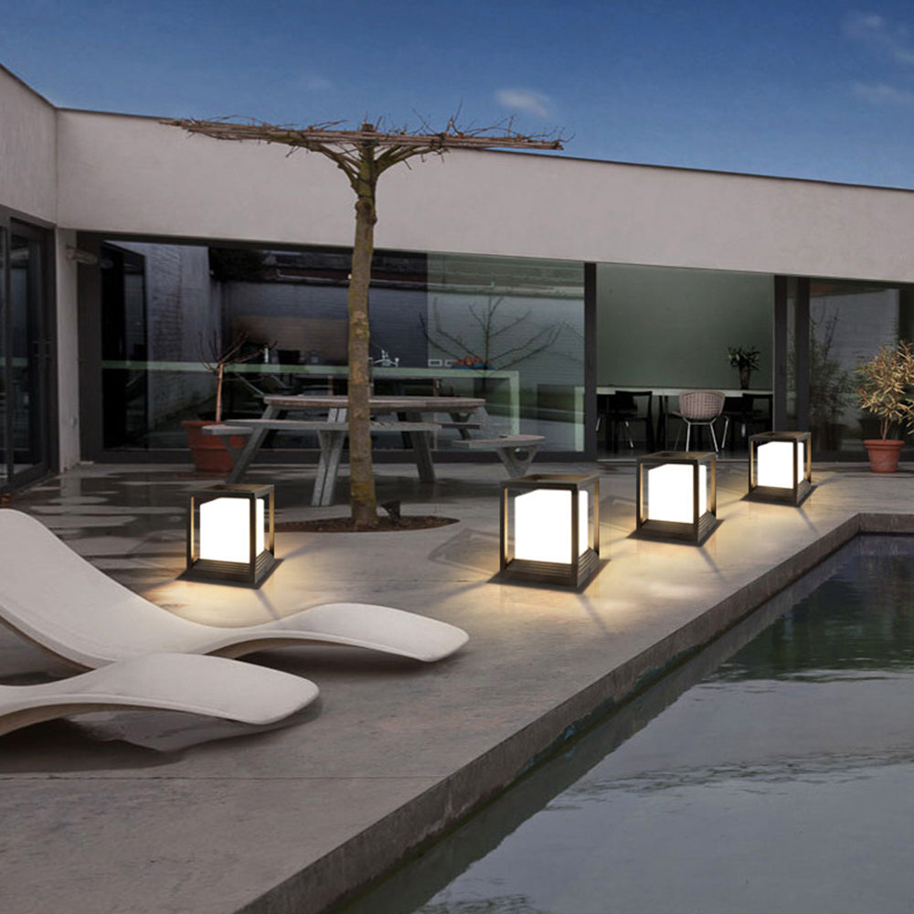 Ray Moderna Rectangular Metal Lámpara  Exterior Jardín