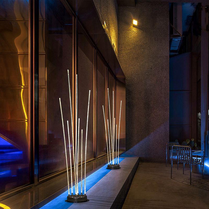 Ray Lámpara de Pie Exterior LED Fibra Óptica Metal Patio