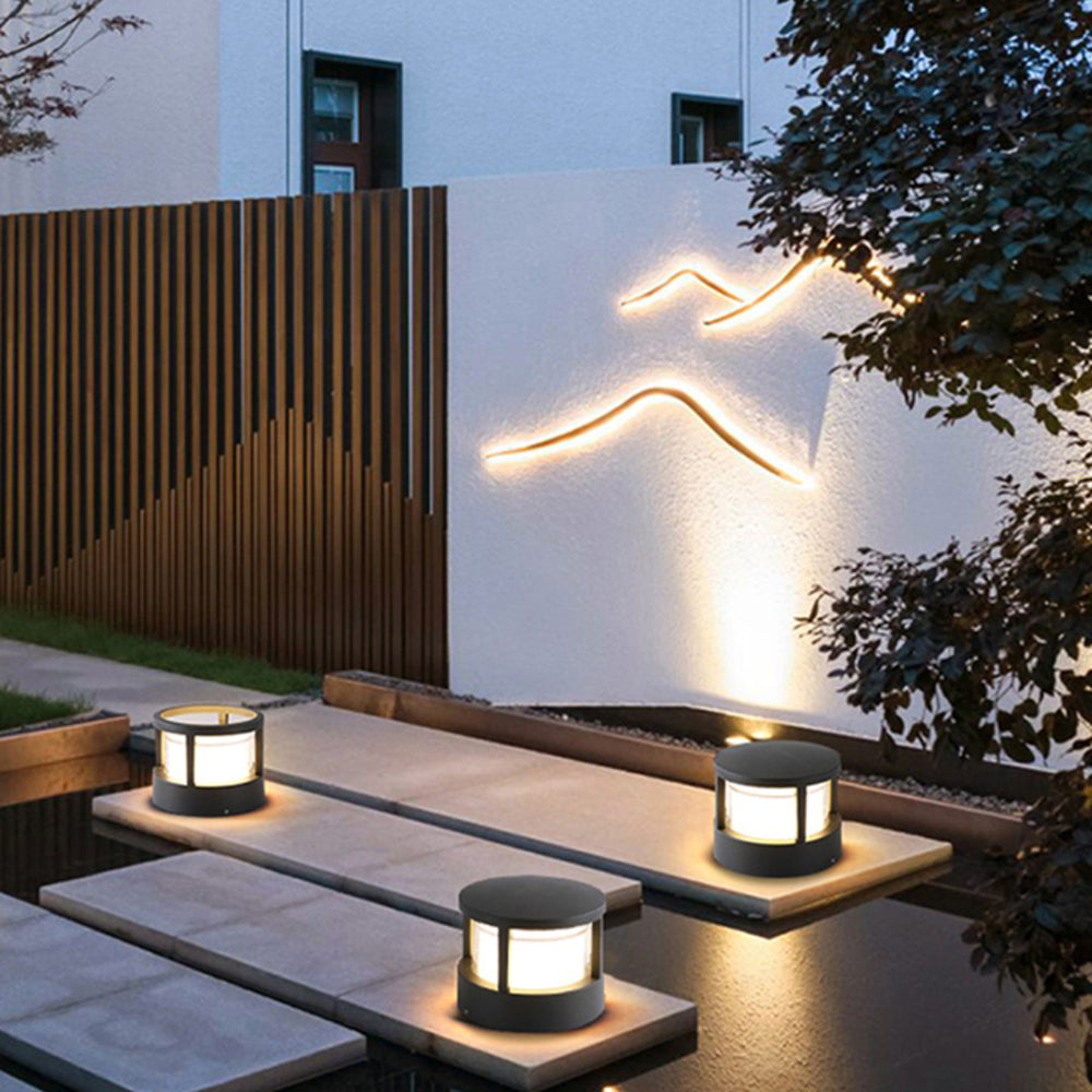 Ray Moderna Lámpara Exterior Cilíndrica Metal Acrílico Patio