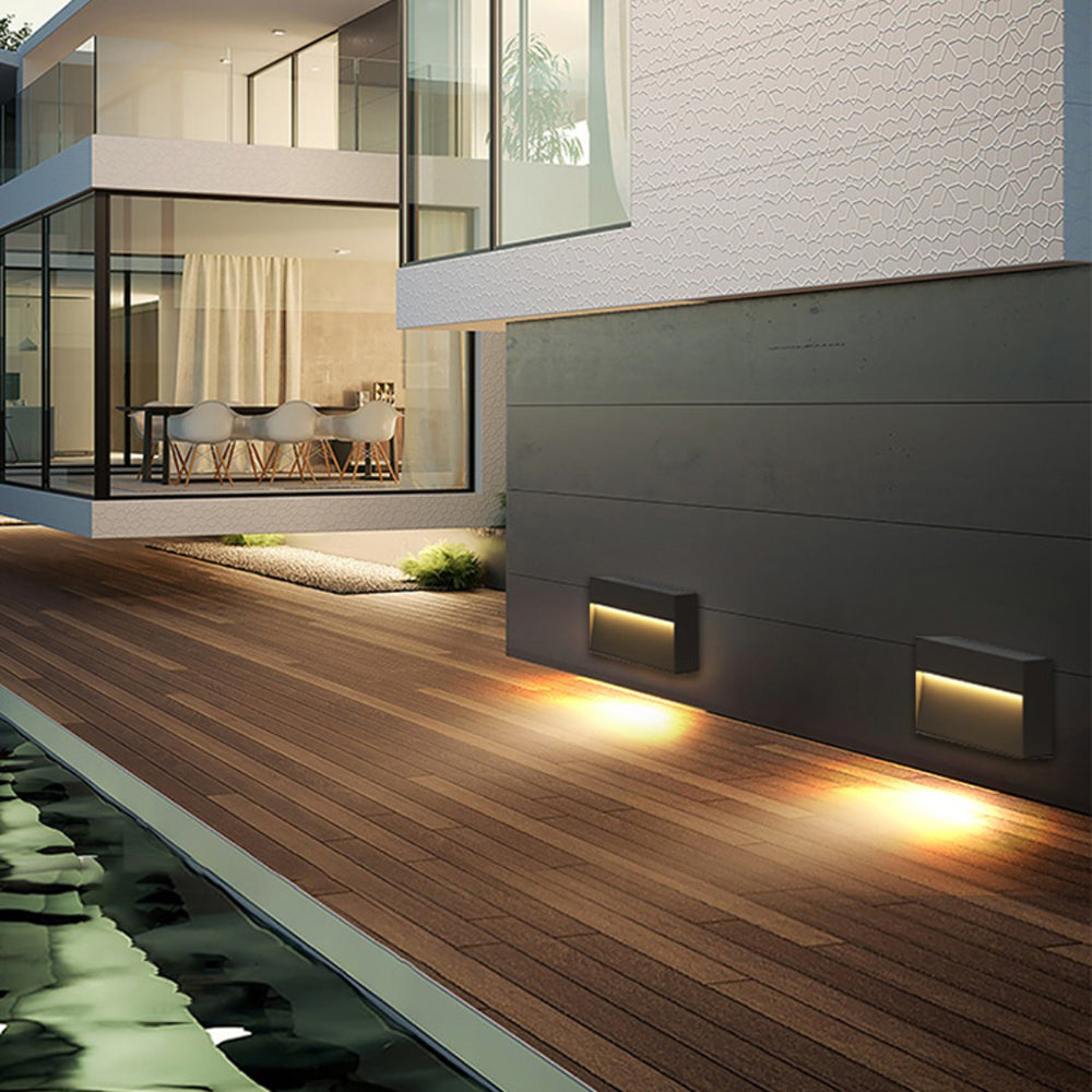 Ray Moderna Metal Rectangular Aplique Exterior Jardín Balcón