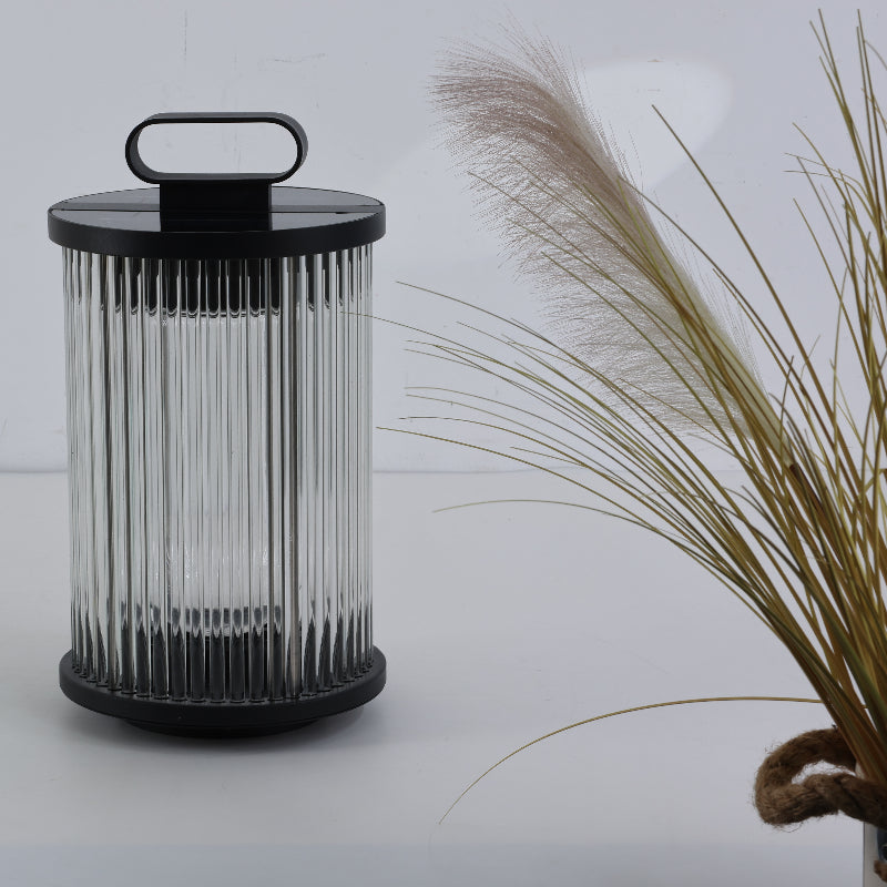 Mira Moderno Geométrico Metal/Vidrio Lámpara de Pie Exterior Negro